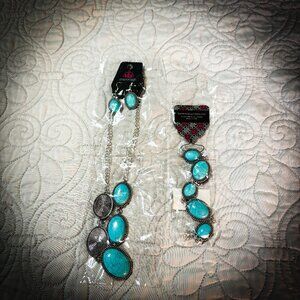 Paparazzi River View Radiance Silver/Turquoise Jewelry Set